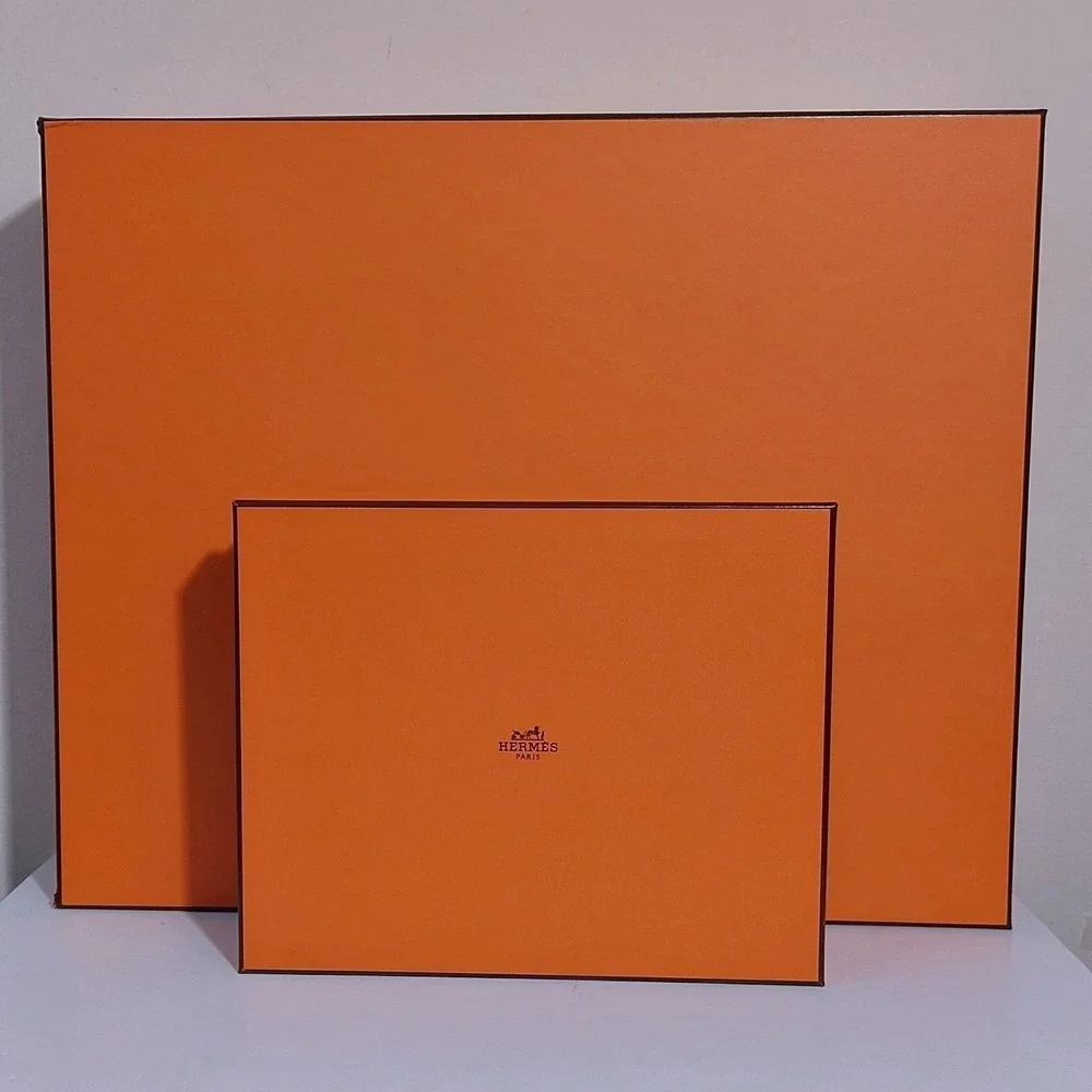Hermes Orange Storage Gift Box Set 2pc Large Small Good Condition